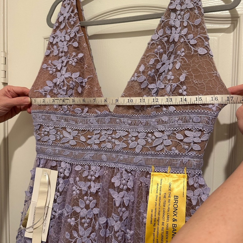 Bronx and Banco Megan Sleeveless V-Neck Lace Gown Lavender Size US 8 - Picture 6 of 16